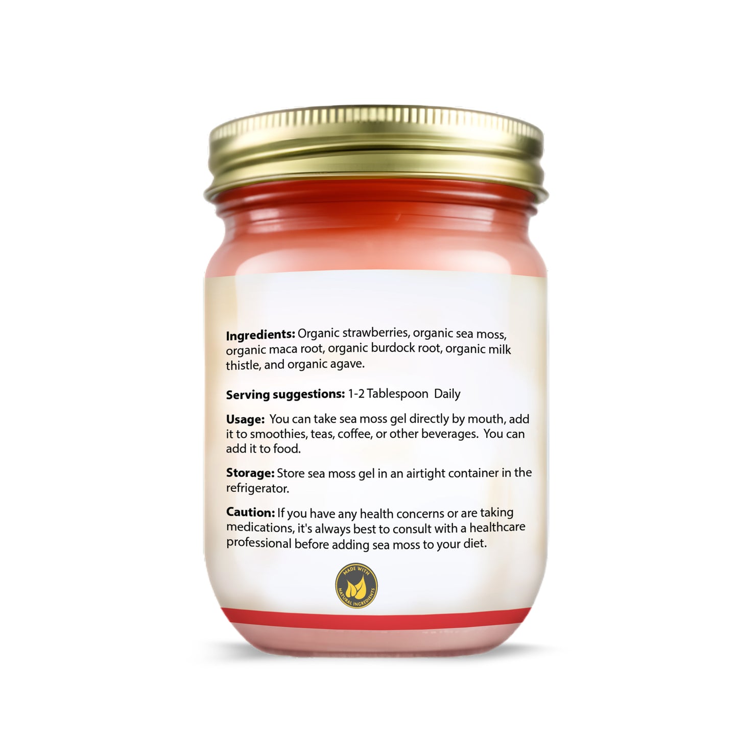 8 oz Organic Strawberry Sea Moss Gel Powerhouse ***Local Delivery & In-Store Pickup Only***