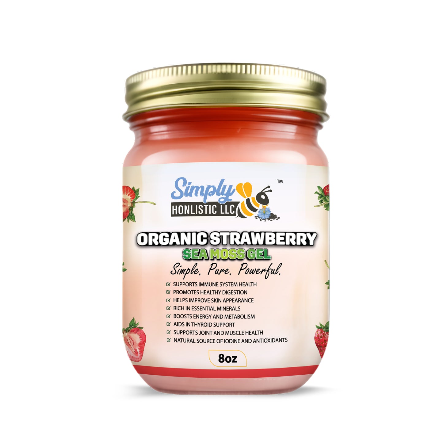 8 oz Organic Strawberry Sea Moss Gel ***Local Delivery & In-Store Pickup Only***
