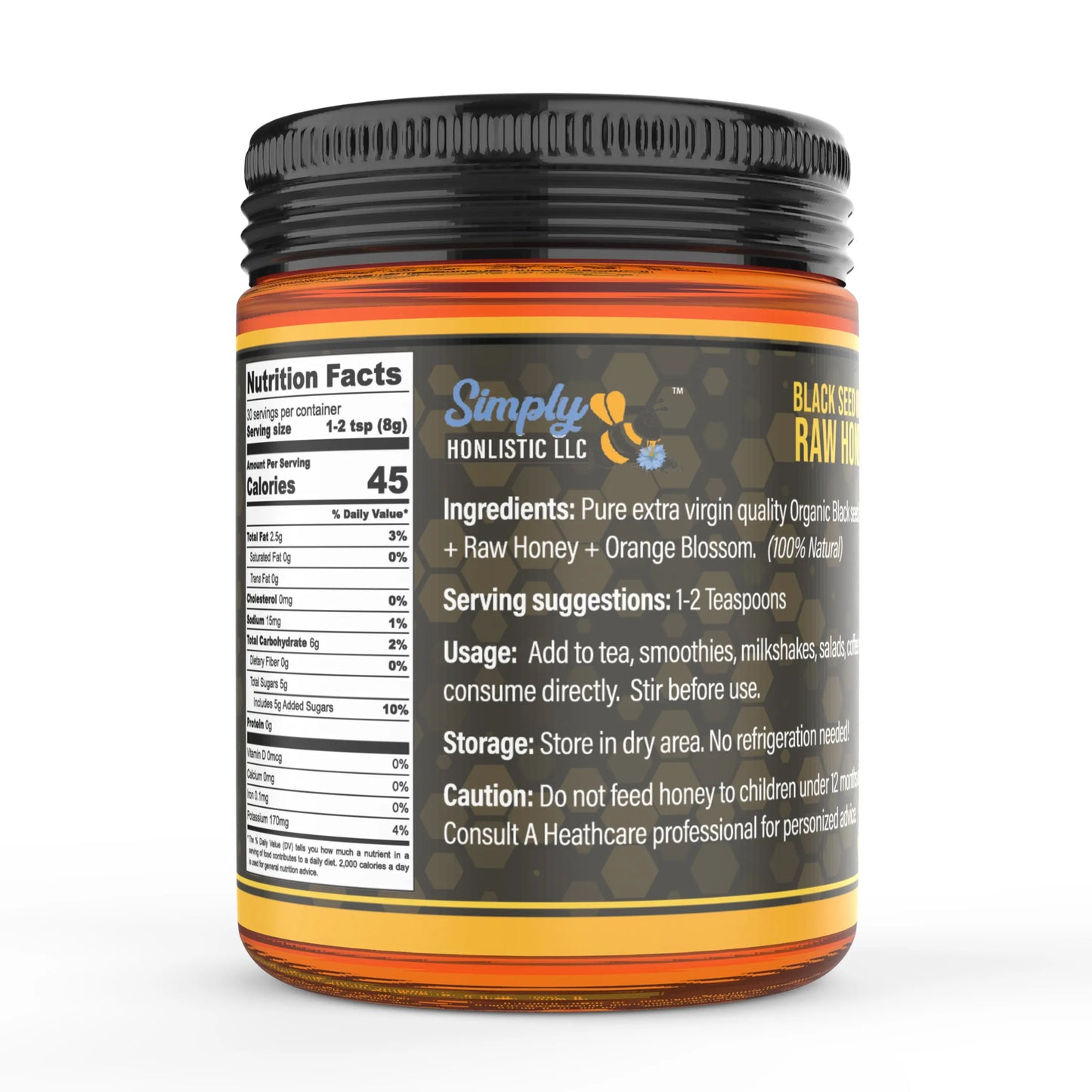 Orange Blossom Honey with Black Seed Oil - Simply Honlistic LLC