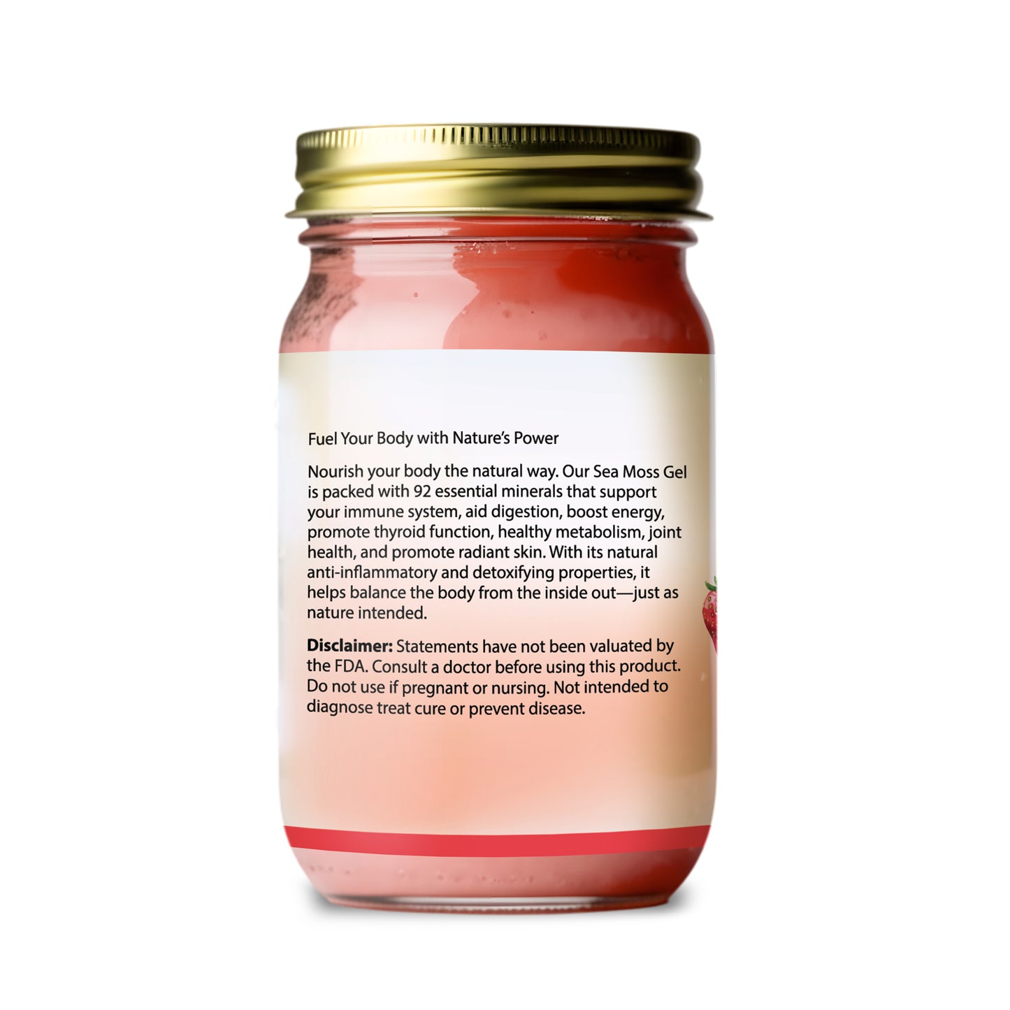 16 oz Organic Strawberry Sea Moss Gel ***Local Delivery & In-Store Pickup Only***