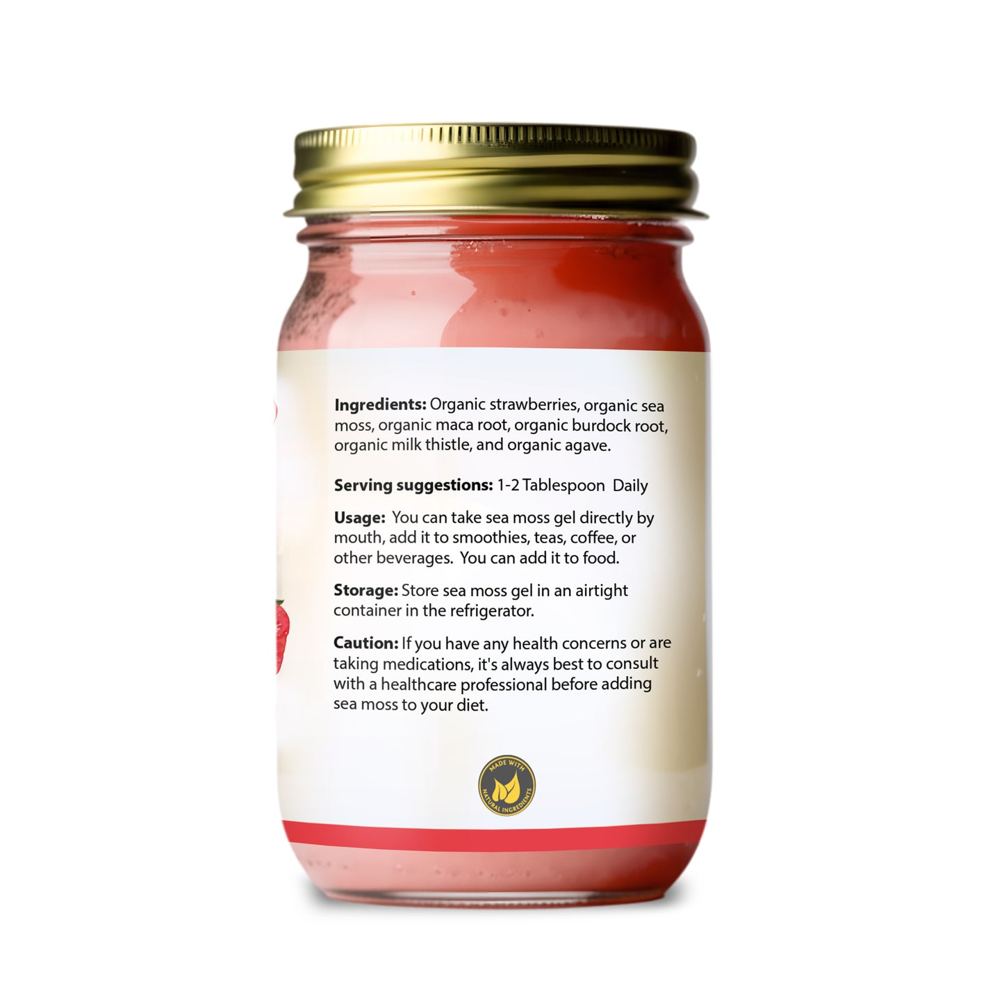 16 oz Organic Strawberry Sea Moss Gel Powerhouse ***Local Delivery & In-Store Pickup Only***